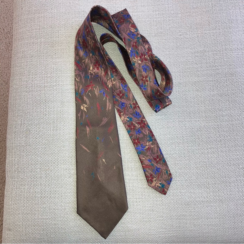 Vintage Polifroni Milano silk tie, brown, red & blue ombre